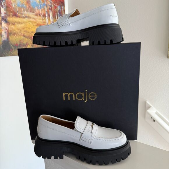 Maje Leather Platform Loafers - New - Picture 4 of 10